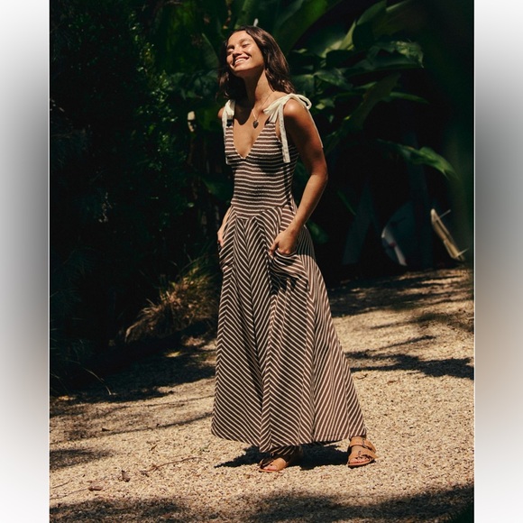 Free People Dresses & Skirts - Free People Cecelia Midi Dress in Coconut Milk Combo Size Small